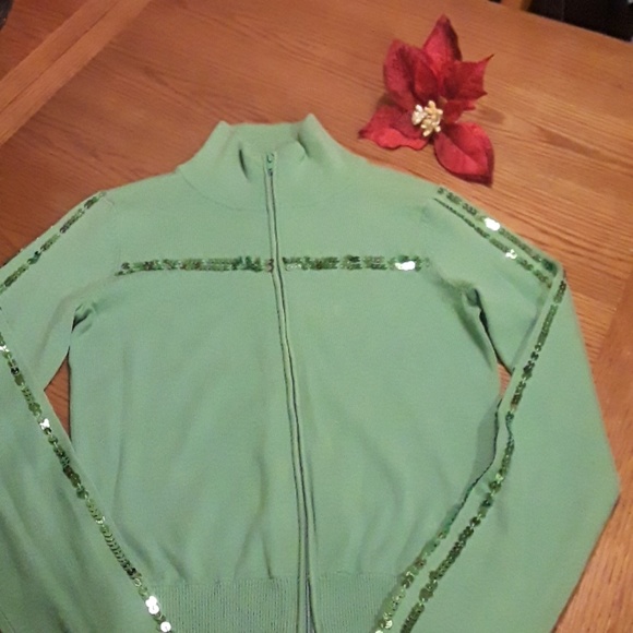 "Wet Seal" Green Sequin Sweater - Picture 2 of 2
